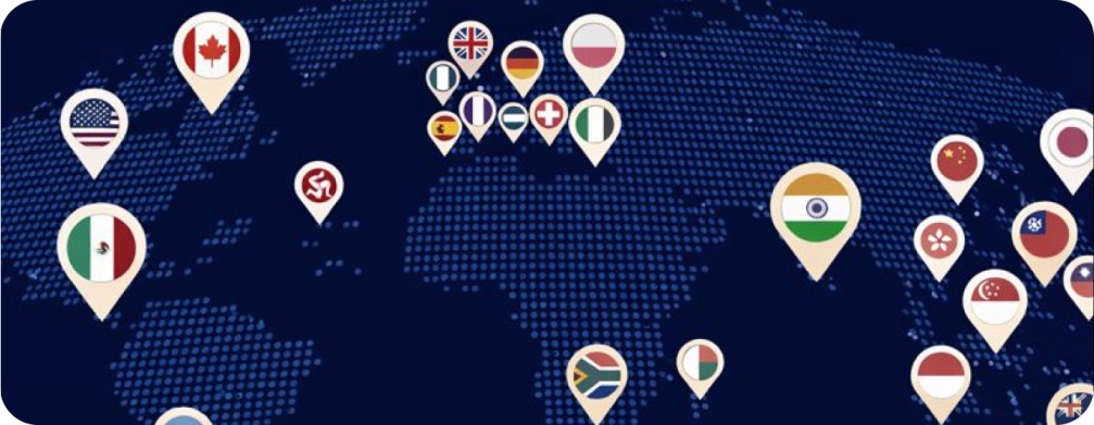 World map showing export destinations